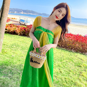 PS30636# 汉服改良绿色连衣裙女夏季新款少女中国风度假裙 服装批发女装直播货源