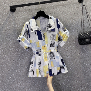 RM3047#夏季新款休闲韩版大码女装胖妹妹减龄洋气显瘦衬衫