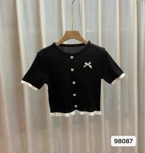 CX8563# 最便宜服饰批发 夏季新款清新蝴蝶刺绣针织T恤韩版修身甜美短袖上衣