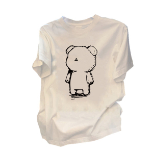 CX8597# 最便宜服饰批发 棉新款百搭夏季宽松T恤小熊短袖设计感