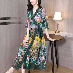 PS34041# 夏季新款韩版一片式夏装连衣裙真丝中长款时尚显瘦 服装批发女装直播货源