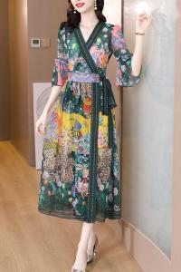 PS34041# 夏季新款韩版一片式夏装连衣裙真丝中长款时尚显瘦 服装批发女装直播货源
