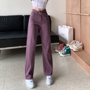 PS31545# 紫色牛仔裤子女夏季新款设计感直筒裤复古宽松阔腿裤子 服装批发女装直播货源