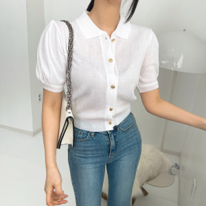 PS30886# 韩国夏季单排金属扣显瘦薄款冰丝针织衫开衫小外套 服装批发女装直播货源