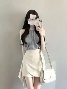 TR53988# 夏新款设计感纯欲风套装裙女时尚高级感通勤法式背心半身裙两件套