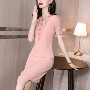 RM3677#夏新款法式连衣裙小众设计高级时尚气质钉珠短袖包臀裙中长款