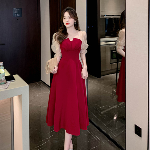 TR20652# 敬酒服红色小礼服平时可穿新款订婚连衣裙女小个子 服装批发女装服饰货源