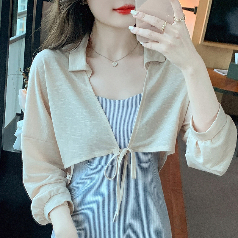 Has been shipped small shawl coat women's 2024 spring and summer new style waistcoat all-match sun protection clothing ultra-thin short outer cardigan