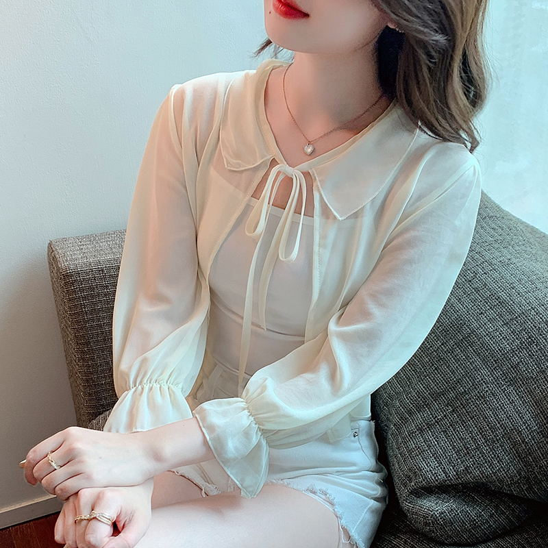 小披肩外套女2026春夏新款小坎肩百搭雪紡防曬衣超薄短款外搭開衫