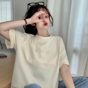PS35025# 拉架棉夏季新款立体3D字母印花短袖T恤女 服装批发女装直播货源