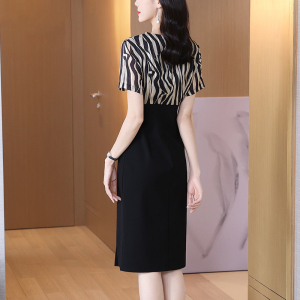 RM5885#气质连衣裙2023夏季新款V领女士洋气时尚拼接修身包臀裙子高级感