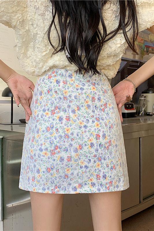 實拍實價  夏季新款韓版小清新蕾絲碎花半身裙女高腰顯瘦短裙子