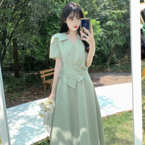 RM6034#大码女装夏季新款轻熟风港味高级感收腰显瘦西装连衣裙