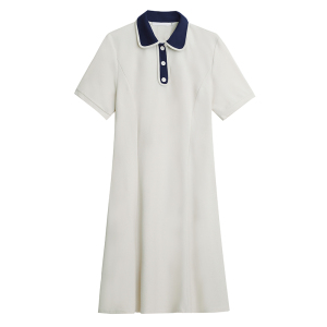 PS41365# 撞色POLO领法式连衣裙新款设计感小众裙子女夏季 服装批发女装直播货源