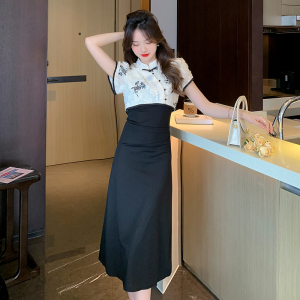 PS34684# 中式国风上衣气质显瘦设计感高腰吊带连衣裙夏