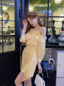 PS34395# 夏季上衣套装女年新款韩版女神范黄色衬衫半身裙两件套 服装批发女装直播货源