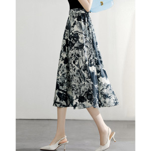 PS34754# 夏新款时尚水墨画优雅设计感显瘦百搭女式连衣裙