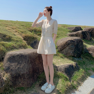 KM18819#新款夏季韩版短裤套装女时尚显瘦减龄设计感小众洋气两件套