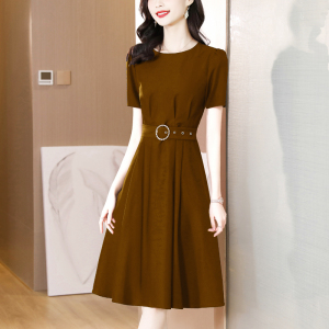 RM5987#夏季新款温柔气质大摆A字裙收腰显瘦短袖连衣裙