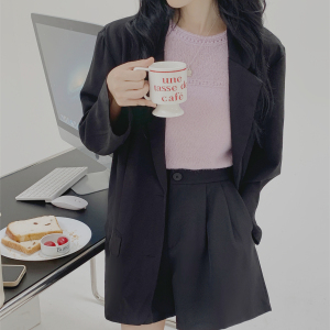 PS40948# 韩版时尚薄款空调服9分袖西装短裤套装女2件套 服装批发女装直播货源