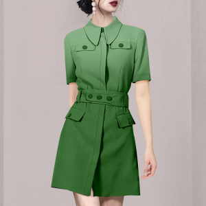 KM16000#新款绿色渐变高级感小众设计连衣裙