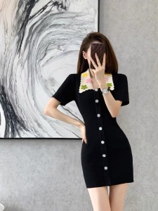 PS43867# 夏季新款小香风法式显瘦设计小众高级感小个子气质黑色连衣裙 服装批发女装直播货源