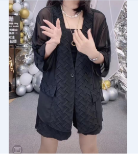 PS41047# 大码女装夏季新款时尚套装韩版两件套西服外套修身显瘦ins 服装批发女装直播货源