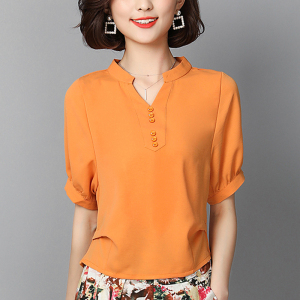 MY3384#韩版宽松短袖纯色衬衣女 大量现货
