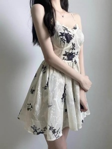 RM5781#夏装法式小众茶歇桔梗初恋碎花吊带短裙子高级感性感辣妹连衣裙女