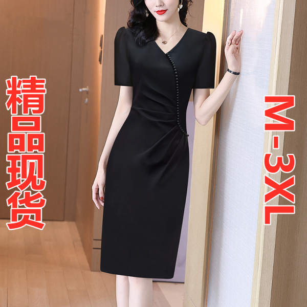 RM5882#连衣裙夏季女2023新款高级感显瘦法式黑色高端包臀裙气质裙子...