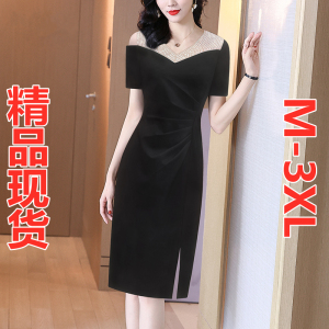 RM5883#连衣裙夏季女2023新款亮片小众设计修身高端黑色气质包臀裙子夏天