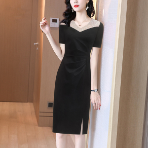 TR29505# 连衣裙夏季女新款亮片小众设计修身高端黑色气质包臀裙子夏天