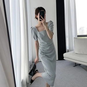 RM3455#黑色连衣裙 夏季新款法式收腰显瘦气质赫本风