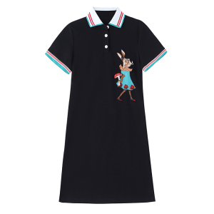 MY2656#polo领气质连衣裙女2022年夏季新款大码女装动物贴图裙子