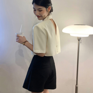 TR41630# 韩版chic 设计感短袖西服裙裤套装 服装批发女装批发服饰货源