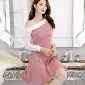 PS41556# 春夏季新款韩版修身百搭时尚长袖显瘦休闲连衣裙