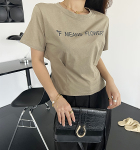 PS41608# 韩国新款设计感镂空拉链美背小众别致T恤字母印花上衣女