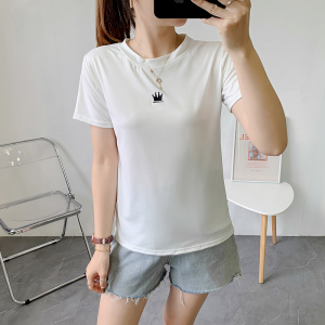 PS41559# 夏季新款纯棉修身款设计感小心机刺绣短袖T恤