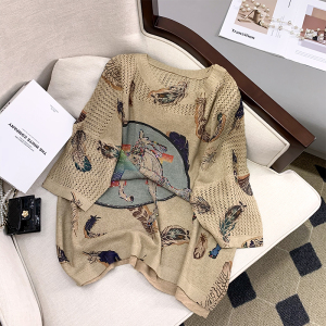 RM5202#烫钻爱马2023新薄款女装T恤印花夏短袖百搭大码宽松文艺欧版