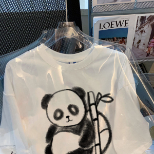 CX9312# 最便宜服装批发 拉架可爱趣味大熊猫印花夏新款短袖T恤女