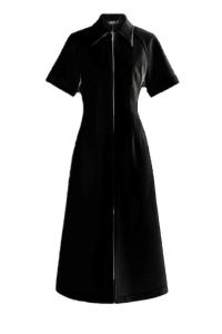 TR15334# 法式黑色赫本风短袖衬衫连衣裙新款夏季高级显瘦气质名媛小黑裙 服装批发女装服饰货源