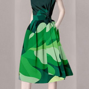 PS43005# 欧美时尚绿色收腰连衣裙夏新款气质减龄显瘦中长裙子 服装批发女装直播货源