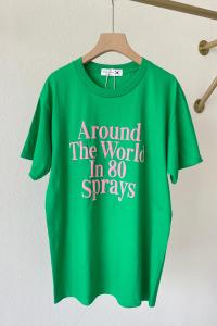 PS43023# 韩国东大门夏季新粉字母撞色洋气时尚显白绿色宽松短袖T恤女 服装批发女装直播货源