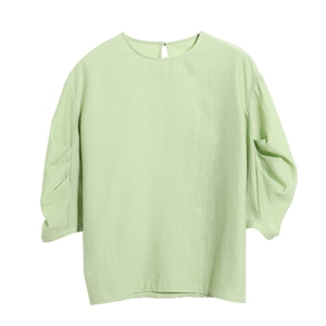 TR11498# 欧货新款高级感超好看七分袖绿色衬衫上衣女装春季设计感小众 服装批发女装直播货源