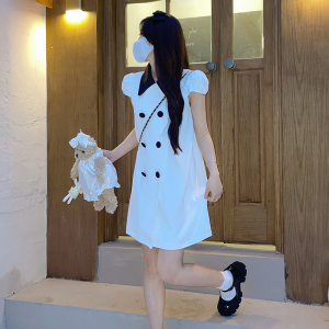 PS44788# 法式少女气质娃娃领宽松甜美设计感连衣裙 服装批发女装直播货源