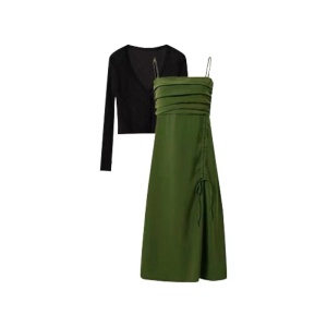 TR12551# 设计感小众新款法式高级感辣妹收腰连衣裙子女夏季绿色吊带裙 服装批发女装服饰货源