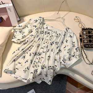 PS45094# 外贸女装法式方领泡泡袖碎花小众衬衫上衣 服装批发女装直播货源
