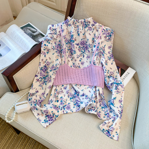 RM925#针织吊带+印花衬衣两件套