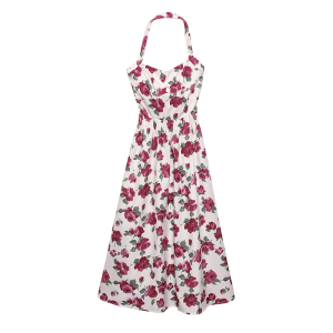 KM17985#吊带裙夏季女红色碎花连衣裙设计感小众外穿修身收腰