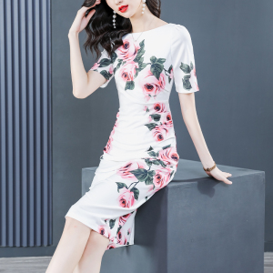 PS44007# 玫瑰花气质改良旗袍连衣裙修身显瘦包臀复古中国风 服装批发女装直播货源